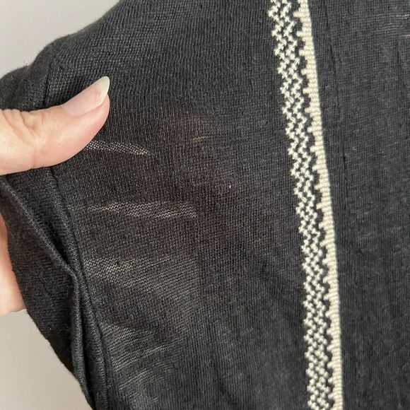 Garnet Hill Organic Linen Black Embroidered Beach Dress Womens Large Lightweight - Picture 9 of 15